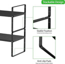 Expandable Cabinet Storage Shelf, Stackable Organizer Rack for Kitchen Bathroom Pantry Spice Cupboard Countertop Home Office Desk, Heavy Duty, Black Large 1 PACK, 10.2 Inch Depth by CozyNest Decor