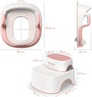 Potty Training Seat with Step Stools, Maliton Potty Training Toilet for Toddlers Girls with Splash Guard, Anti-Slip Toddler Stool for Bathroom, One Potty Seat and 2 in 1 Step Stool for Kids (Pink) by TinyTreasures Baby Boutique