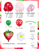 Strawberry Balloons Arch Garland Kit, 135PCS Red and Pink Balloons with Strawberry Daisy Foil Balloons for Sweet Girl Berry First Birthday Decor Baby Shower Themed Party Decorations by CozyNest Decor