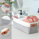 OrganiHaus Narrow Storage Bins 15x06in, Small Closet Bins for Shelves, Bathroom Storage Baskets for Shelves, Narrow Baskets, Fabric Organizer with Handles, Toilet Paper Organizer - 2 Pack, Gray by TinyTreasures Baby Boutique