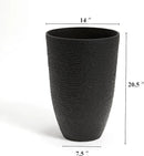 WORTH Garden 21" H Tall Planters 2 Pack - 14'' Dia Resin Large Round Black Flower Pots for Outdoor Plants Trees - Imitation Stone Finish Plastic Indoor Front Porch 9 Gallon Decorative Container Patio by CozyNest Decor
