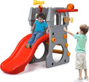 Costzon Toddler Slide Playground Climber Set, 5 in 1 Slide for Kids with Basketball Hoop, Telescope, Crawl Through Space, Easy Climb Stairs, Kids Large Slide Playset Gift for Both Indoor Outdoor Use by TinyTreasures Baby Boutique