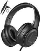 Kids Headphones Wired Toddler Headphones with Microphone - Over-Ear Headphones, 85/94dB Volume-Limiting, 3.5mm Jack Foldable On-Ear Design, Safe Comfortable for Boys Girls Learning Entertainment Black by TinyTreasures Baby Boutique