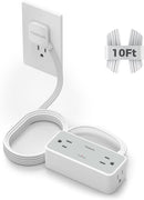 Surge Protector Power Strip, TESSAN Flat Plug Extension Cord 10 FT with 4 Wide Spaced AC Outlets, 900J Protection, Wall Mountable Charging Station for Home Office School Dorm Room Essentials by TinyTreasures Baby Boutique