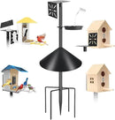 Smart Bird Feeder Pole with Squirrel Baffle & Bath-Heavy Duty Adjustable 3-6.6ft Universal Stand Mount for Backyard&Outdoor Bird Houses/Cameras (80'Pole-Baffle-Bath)