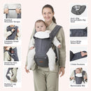BabbleRoo Grow Carrier – Safety-Certified 6-in-1 Baby Carrier with Hip Seat, Ergonomic & Adjustable Toddler Carrier 7-50 lbs with Hip Support, Hood for Sun Protection, Newborn to Toddler, Gray by TinyTreasures Baby Boutique