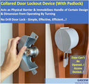Door Knob Lockout Device (Matt Silver, 1 Padlock). Door Handle Lock - Prevents Doorknobs from Turning and Access to Keyhole. Childproof Door Knob Cover. by TinyTreasures Baby Boutique