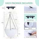 summer flower 2 Pack Self Watering Hanging Planters 9.9 Inch Hanging Baskets Plant Pots for Indoor Outdoor Hanging Plant Holder for Garden Porch Ceiling -White, Plant Not Included