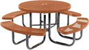 Heavy-Duty Portable Outdoor Picnic Table with Umbrella Hole, Expanded Metal Commercial-Grade Patio Dining Furniture Made in America (46" Round Top, Textured Copper) by GreenHaven Gardens