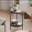 Side Table, Round End Table with 2-Layer Storage Rack, 15.7" Small Spaces Circle Table, Metal Frame Design Small Side Tables, for Living Room, Bedroom, Vintage Wood by CozyNest Decor