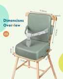 HOMEAL Toddler Booster Seat for Dining Table - Booster Seat for Kitchen Chair with Easy-Install Straps - Wipeable Surface & Removable Cover Easy to Clean -Breathable Fabric - Sage by TinyTreasures Baby Boutique