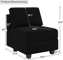 Belffin Modular Sofa Middle Module with Storage Accent Armless Chair for Modular Sectional Sofa Couch Velvet Black by CozyNest Decor