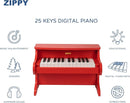 ZIPPY Kids Piano Keyboard, 25 Keys Digital Piano for Kids, Mini Music Educational Instrument Toy, Wood Toy for Toddlers Girls Boys (Red) by TinyTreasures Baby Boutique