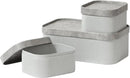 La Jolie Maison Fluted Cardboard Storage Baskets with Vegan Leather Lids, Sturdy Stackable Paper Boxes Decorative Tray, Modern Basket Organizer Bins Bathroom Bedroom Organizing, Storm Grey, Set of 3 by CozyNest Decor