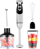 MegaWise Pro Titanium Reinforced 5-in-1 Immersion Hand Blender, Powerful 400W with 80% Sharper Blades, 12-Speed Corded Blender, Including 500ml Chopper, 600ml Beaker, Whisk and Milk Frother (Black) by TinyTreasures Baby Boutique