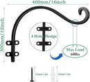 2 Pack Heavy Duty Plant Hanger Bracket, 16Inch Hanging Brackets for Plants Outdoor and Indoor, 80lbs Holding Capacity Metal Plant Wall Hooks, Black Hanging Plant Brackets for Flower Wind Bird Feeder by GreenHaven Gardens