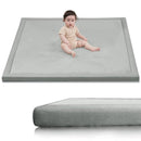 Baby Play Mat for Floor,1.3" Thick Elasti-Foam 50x50 Playpen Mat for Toddlers Infant Kids,Water-Repellent Soft Coral Velvet Tummy Time Mat,Non Slip Crawling Mat,Tatami Mat(Light Grey) by TinyTreasures Baby Boutique