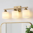 Stainless Steel Milk Glass Vanity Lights for Bathroom, 3 Light Brass Bathroom Light Fixtures Over Mirror, Ceramic E26 Sockets Wall Mounted by CozyNest Decor