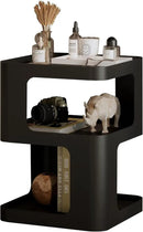 Side Table,Modern end Table,Unique nightstand,Bedside Table,Black Metal Night Stand with Storage,Accent Side Table for Couch,Bedroom,Living Room.No Assembly Required by CozyNest Decor