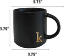 COLLECTIVE HOME - Black Monogram Ceramic Mugs, 15 oz Golden Initial Coffee Cups, Elegant Alphabet Tea Mugs, Personalized Halloween Mug with Gift Box, Perfect for Office and Home Décor (k) by CozyNest Decor