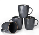 famiware Coffee Mugs Set of 4, Ocean Square 13oz Coffee Cup Set with Handle for Cocoa, Milk, Hot Chocolate, Tea, Water, Stoneware Cups for Kitchen, Microwave and Dishwasher Safe, Matte Black by CozyNest Decor