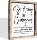 Inspirational Wood Signs, Christian Wooden Wall Plaque, Religious Home Decor, Bible Verse Decor Art, Framed Wall Plaque Sign 15 * 11.5 inches, Be Strong and Courageous Sign by CozyNest Decor