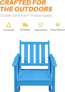 7 Pieces HDPE Outdoor Dining Set, Patio Dining Set with Umbrella Hole, All Weather Outdoor Dining Table Sets for 6, HDPE Patio Furniture Sets for Deck, Backyard, Lawn, and Poolside, Sky Blue by CozyNest Decor