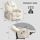Power Recliner Chair with Heat and Massage, PU Leather Home Theater Seating with LED Lights/Cup Holders/Side Pocket/USB Port, Reclining Sofa Chair for Living Room(2, Beige) by CozyNest Decor