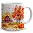 Fall Farm Coffee Mug - Farm Lover Mugs Gifts for Women Men - Autumn Decor Gifts For Home Farmhouse Thanksgiving - 11oz Printed Ceramic Mug (White) by CozyNest Decor
