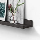 Forbena Black Photo Picture Ledge Shelf Set of 4, 36 Inch Floating Shelves with Lip for Wall, Narrow Wood Wall Shelf for Living Room Bedroom Office Album Frames Classroom Library, Conn 2 as 72 In Long by TinyTreasures Baby Boutique
