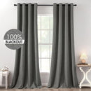 MIULEE Linen Texture Curtains for Bedroom Solid 100% Blackout Thermal Insulated Dark Grey Curtains Grommet Room Darkening Curtains/Draperies Luxury Decor for Living Room Nursery 52x120 Inch (2 Panels) by TinyTreasures Baby Boutique