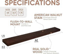 Homeforia Walnut 42 inch Floating Shelves, High End Solid Real Wood 42inch Floating Shelf for Wall, Large Dark Brown 42 inches Long Floating Shelves, Heavy Duty Bracket, 42 X 6.5 X 1.75 inch, Set of 2 by CozyNest Decor