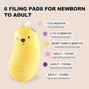 Baby Nail File Electric, Gentle Rechargeable Nail Trimmer, Baby Nail Clippers Grooming Kit Manicure Set for Infant Toddler or Adults, 6 Grinding Head Replacement Pads Yellow by TinyTreasures Baby Boutique
