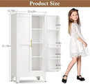 51" Metal Kitchen Pantry Cabinet, Storage Cabinets with 2 Door and 3 Adjustable Shelves, White Freestanding Food Storage Cabinet, Steel Cupboard for Kitchen Dinning Room by CozyNest Decor