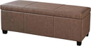 BELLEZE 47 Inch Storage Ottoman, Faux Leather Storage Bench Bedroom Bench with Safety Close Hinge, Ottoman with Storage for Living Room, Entryway, Hallway, Foot Rest, Support 300lbs - Rustic Brown by CozyNest Decor