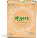 Sheets Laundry Club Laundry Detergent Sheets, 100 Loads - Fragrance Free Scent, Eco-Friendly, Quick-Dissolving Formula, Hypoallergenic, Septic Safe, Plastic-Free Packaging - 50 Sheets by CozyNest Decor
