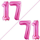 GOER Number 17 Balloons for 17th Birthday Sweet 17 Party Decorations,42 Inch Jumbo Foil Helium 71 Balloons for 71st Birthday Party Decoration (Hot Pink) by TinyTreasures Baby Boutique