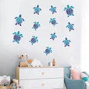12pcs Sea Turtle Vinyl Stickers Underwater Ocean Decals Waterproof Wall Sticker Home and Bedroom Decoration, DIY Accessories, Blue by CozyNest Decor