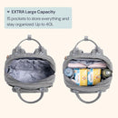 BabbleRoo Extra Large Diaper Bag Backpack, Expandable Baby Bag with Up to 50% More Capacity - Travel Essentials Baby Bag Tote with Changing Pad, Stroller Straps & Pacifier Case - Unisex, Light Gray by TinyTreasures Baby Boutique