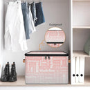 Custom Storage Basket with Name, Personalized Storage Bins with Zipper Lid, Foldable Fabric Storage Box Large capacity with Handle Pink White by TinyTreasures Baby Boutique