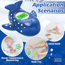 Baby Bath Thermometer, Infant Digital Water Thermometer Safety with 3 Color Backlit and Temperature Warning, Room Thermometers Floating Toy for Infant, Toddler, Bathtub, Swimming Pool (Navy Blue) by TinyTreasures Baby Boutique