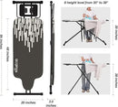 Extra Large Ironing Board with Large Hang Rail and Iron Rest in 63" L x 20" W (with Iron Rest) by CozyNest Decor