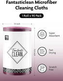 Fantasticlean Microfiber Cleaning Cloth Roll -90 Pack, Tear Away Microfiber Towels, 12" x 12", Reusable, Washable, Scratch Free, Ultra Absorbent Dish Rags for Car, Home, Garage or Shop (Deep Purple) by CozyNest Decor
