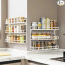 SUFAUY 2 Pack Spice Rack Organizer Wall Mount, 3 Tier Pantry Door Narrow Spice Rack Hanging Metal Shelf for Cupboard, Bathroom Shower Cosmetic, White by CozyNest Decor