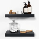 Homeforia 16 inch Black Floating Shelves, High End Solid Real Wood 16inch Bathroom Floating Shelves for Wall Mounted, 16in Wooden Small Floating Shelf, Heavy Duty Bracket, 16 X 6.5 X 1.75 in, Set of 2 by CozyNest Decor