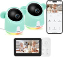 Baby Monitor with Camera and Audio, Split-Screen 1080P 2 Baby Cameras Lullabies WiFi Smartphone App Control Night Vision 4.3” Screen 2-Way Talk Temp&Humidity Sensor Motion & Cry Detection iOS/Android by TinyTreasures Baby Boutique