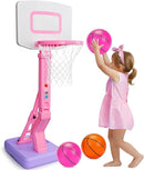 Toddler Pink Basketball Hoop Indoor Outdoor Age 1-3, Adjustable Kids Basketball Hoop with 3 Balls Backyard Outside Girls Basketball Goal Sport Toys for 1 2 3 4 Year Old Baby Girl Birthday Gifts by TinyTreasures Baby Boutique