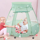 Baby Ball Pit for Toddler with 150 Balls, Kids Pop Up Play Tent for Girls, Princess Toys for Children Indoor & Outdoor Playhouse with Carry Bag (Celadon: Pink/White/Gray, 109x90cm/150 Balls) by TinyTreasures Baby Boutique
