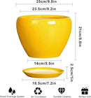 Ceramic Planter - 10 Inch Plant Pot for Indoor Outdoor Plants Glaze Modern Round Planter with Drainage Hole and Saucer for Garden Office Home Room Patio Decor, Yellow by GreenHaven Gardens