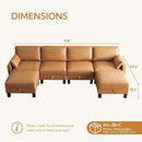 U-Shape Modular Sofa Couch 128" Modern 4-Seat Sofa with Chaises, Upholstered Sectional Couch with Wood Square Legs for House, Living Room, Reception Room, Apartment, Tan by CozyNest Decor